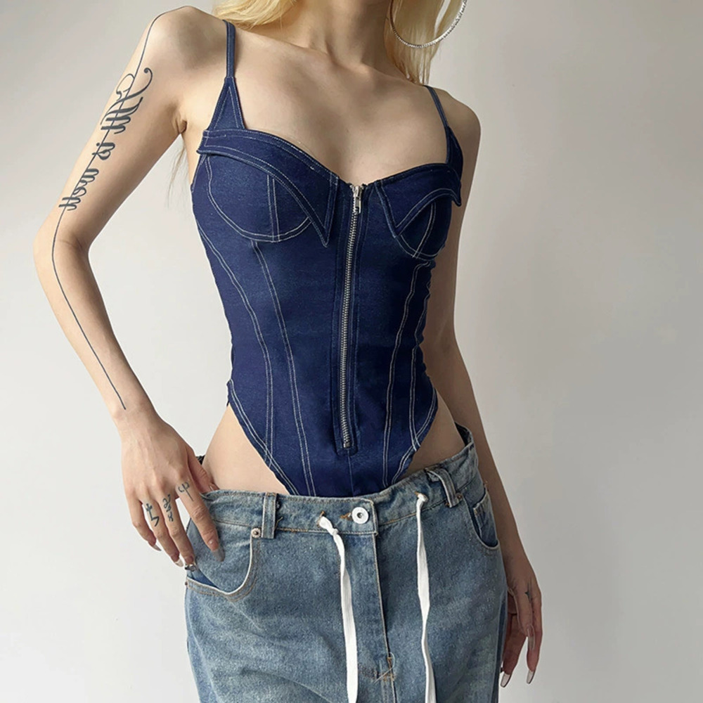 ZARA Womens Sexy Spring Street Style Strappy Zipper Backless Bodycon Bodysuit